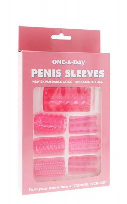 Набор из 7 розовых насадок на пенис ONE-A-DAY PENIS SLEEVES PINK
